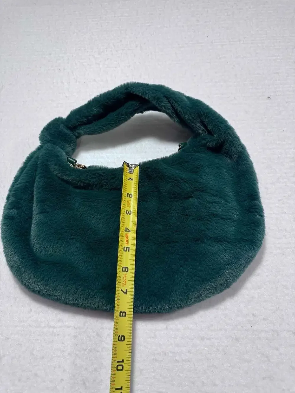 Urban Expressions Teal Green Faux Fur Knot Handle Hobo Bag